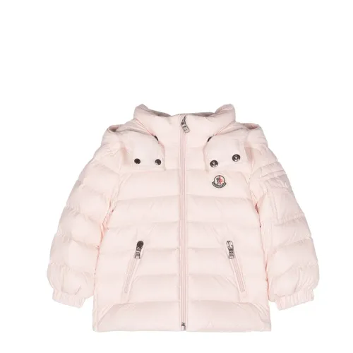 Moncler , Pink Down Jacket with Logo Patch ,Pink female, Sizes: