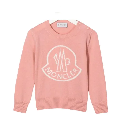 Moncler , Pink Intarsia Sweater for Girls ,Pink female, Sizes: