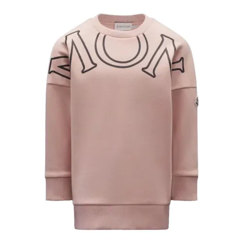 Moncler , Pink Knit Sweatshirt with Logo Detail ,Pink female, Sizes: