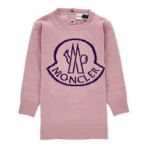 Moncler , Pink Wool Dress for Little Girls ,Pink female, Sizes: