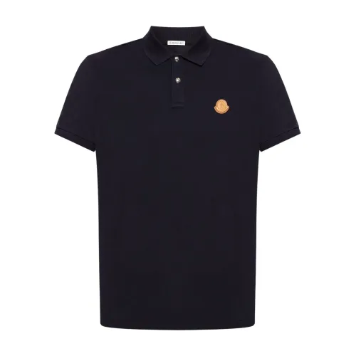 Moncler , Polo shirt with logo ,Blue male, Sizes:
