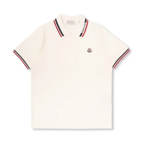 Moncler , Polo shirt with logo patch ,Beige unisex, Sizes: