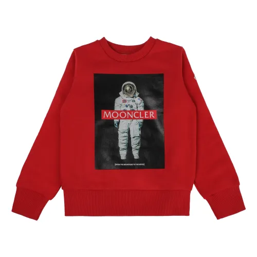 Moncler , Printed Crewneck Sweatshirt - Red ,Red male, Sizes: