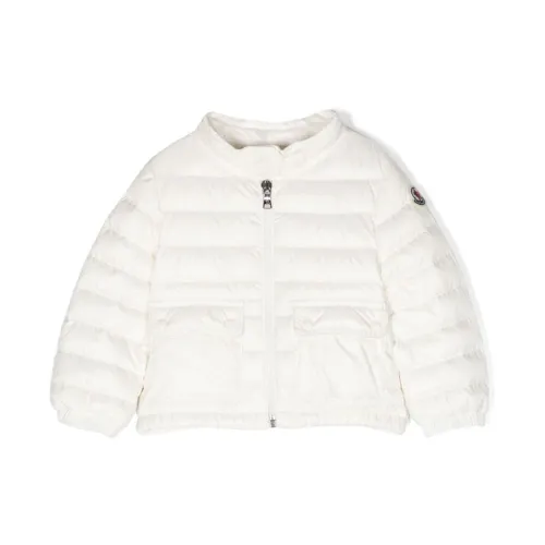 Moncler , Quilted Kids Jacket with Logo Patch ,White female, Sizes: