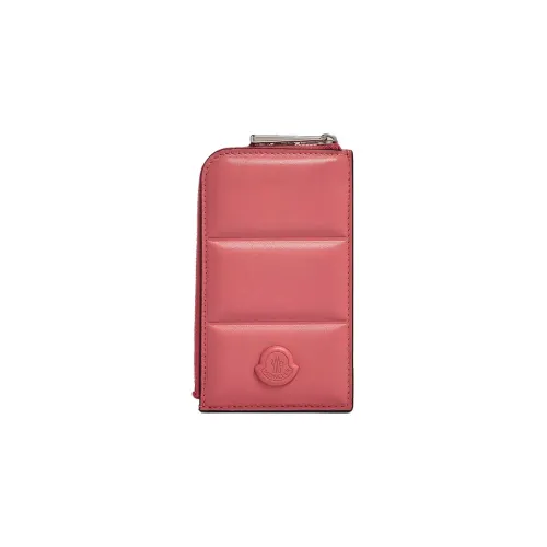 Moncler , Quilted Leather Card Holder ,Pink female, Sizes: ONE SIZE
