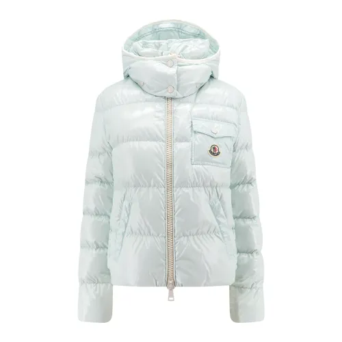 Moncler , Quilted Nylon Jacket with Removable Hood ,Blue female, Sizes: