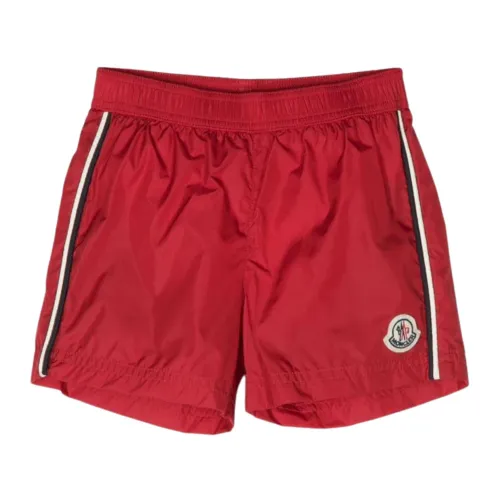 Moncler , Red Cardinal Striped Kids Swimwear ,Red male, Sizes: