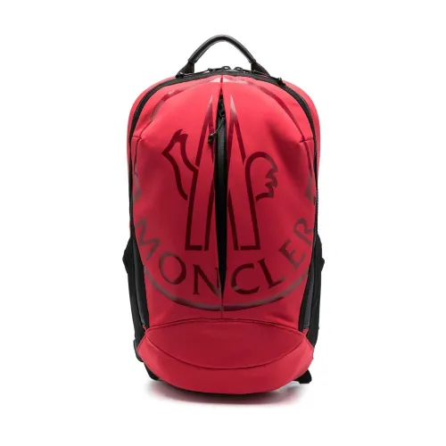 Moncler , Red Logo Print Backpack ,Red male, Sizes: ONE SIZE
