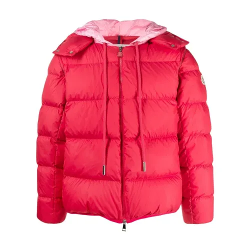 Moncler , Red Quilted Nylon Coat with Removable Hood ,Pink female, Sizes: