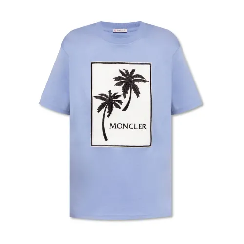 Moncler , Relaxed-fitting T-shirt ,Blue female, Sizes: