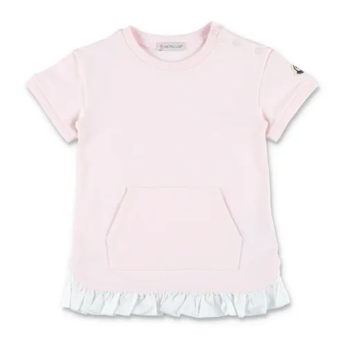 Moncler , Rose T-Shirt Dress with Frill Hem ,Pink female, Sizes: