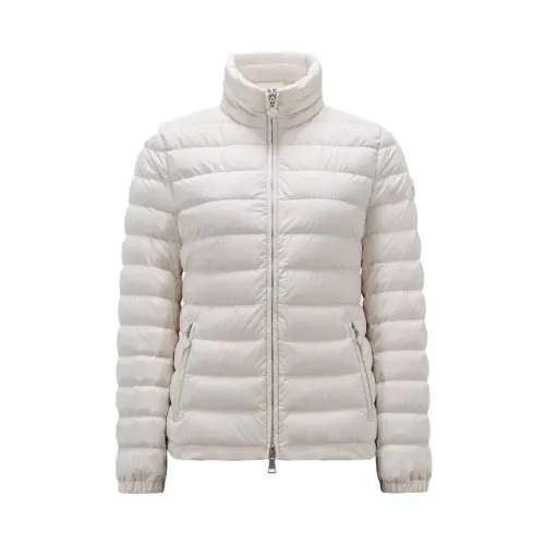 Moncler , Short Down Jacket with High Collar ,White female, Sizes: