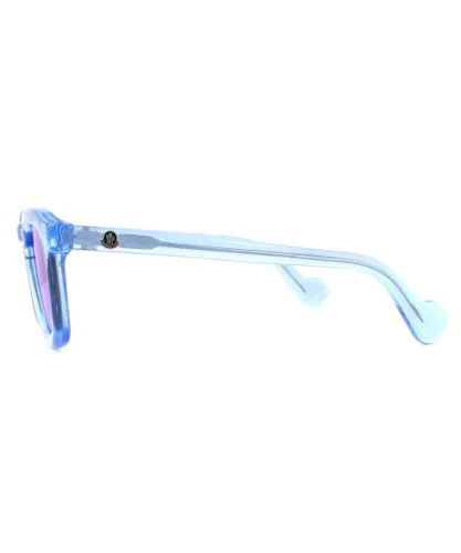 Moncler Square Mens Shiny Azure Transparent Blue Mirror Sunglasses - One