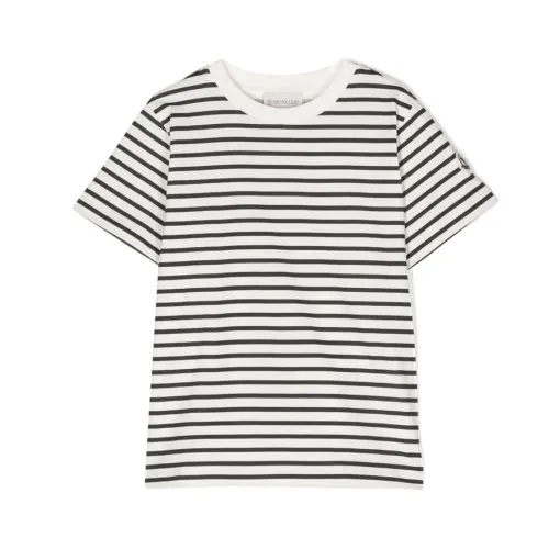 Moncler , Striped Crew Neck T-shirts and Polos ,Multicolor male, Sizes: