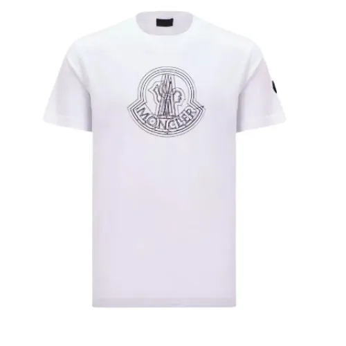 Moncler , Stylish T-shirts and Polos Collection ,White male, Sizes: