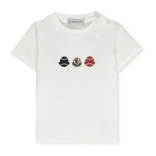 Moncler , T-shirt With Logo ,White male, Sizes: