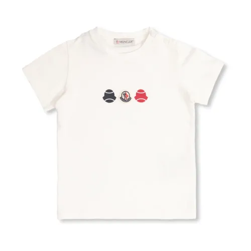 Moncler , T-shirt with logo ,White unisex, Sizes: