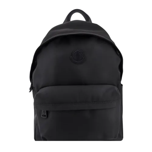 Moncler , Waterproof Nylon Backpack with Logo Patch ,Black male, Sizes: ONE SIZE