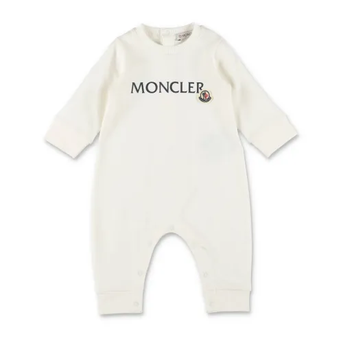 Moncler , White Cotton Baby Boy Romper ,White male, Sizes: