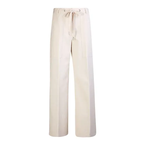 Moncler , White Cotton Drill Trousers ,White female, Sizes: