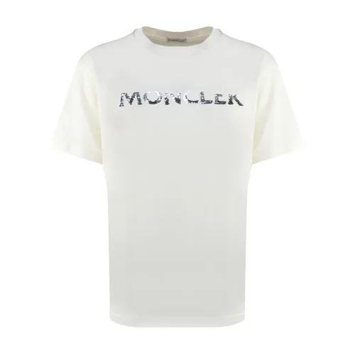 Moncler , White Cotton T-shirts and Polos ,White female, Sizes: