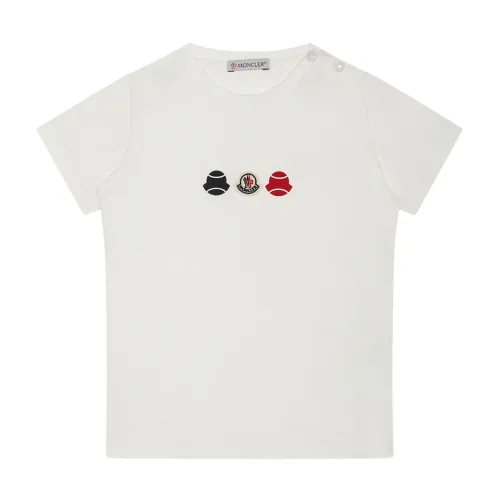Moncler , White Logo Tennis T-shirt ,White male, Sizes: