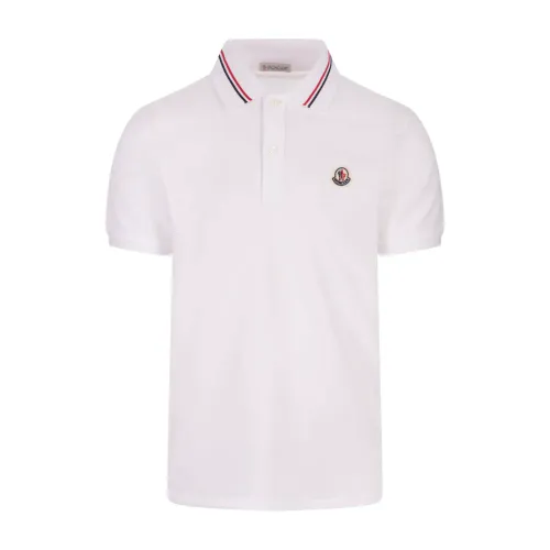Moncler , White Polo Shirt Tricolour Trim Logo ,White male, Sizes:
