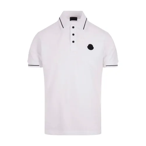 Moncler , White Polo Shirt with Logo Patch ,White male, Sizes: