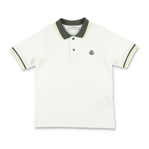 Moncler , White Polo Shirt with Tricolour Details ,White male, Sizes: