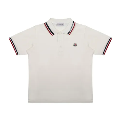 Moncler , White Short Sleeved Polo Shirt ,Beige male, Sizes: