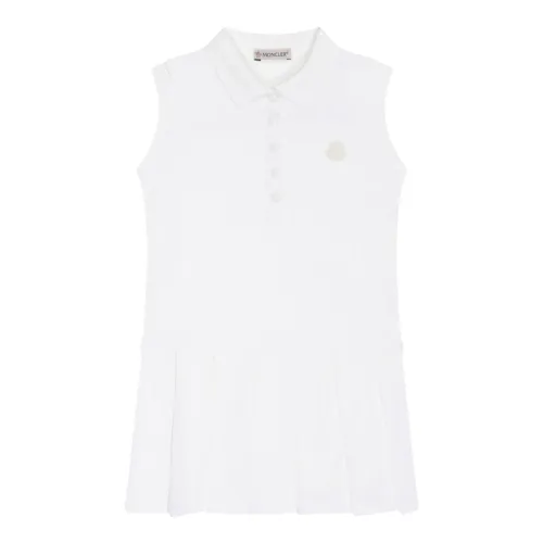 Moncler , White Sleeveless Polo Dress with Logo ,White female, Sizes:
