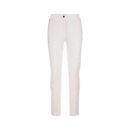 Moncler , White Slim Fit Trousers with Tricolor Side Bands ,White female, Sizes: