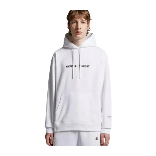 Moncler , White Sweater with Printed Design ,White male, Sizes: