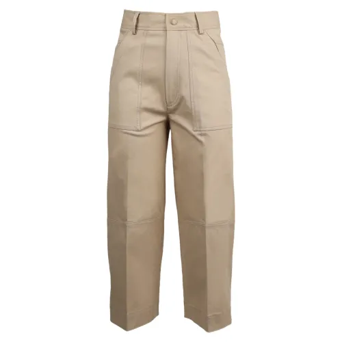 Moncler , Wide Trousers ,Beige female, Sizes: