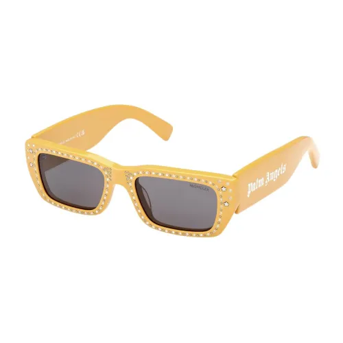 Moncler , Yellow Acetate Sunglasses with Brillantini and Palm Angels ,Yellow female, Sizes: