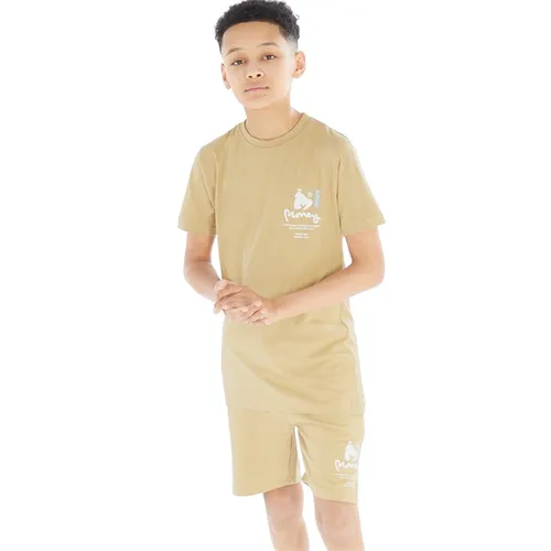 Money Boys Copyright T-Shirt And Shorts Set Tan