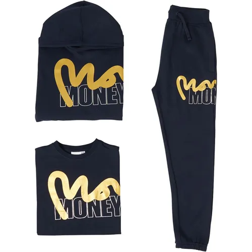 Money Boys Stencil Block Three Pack Tracksuit And T-Shirt Navy/Gold