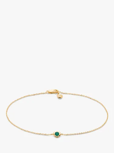 Monica Vinader 14ct Gold Siren Emerald Mini Chain Bracelet, Gold/Green - Gold/Green - Female - Size: Length: 16.5cm