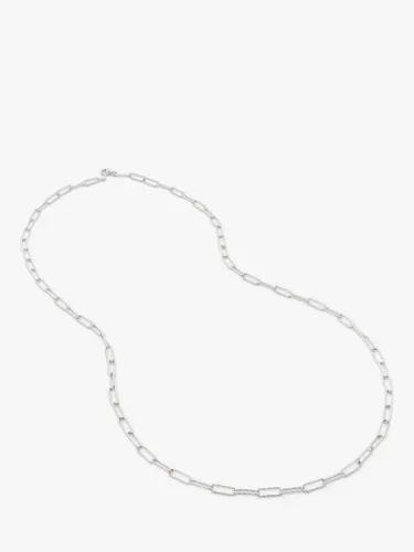 Monica Vinader Alta Textured Link Chain Necklace, Silver - Silver - Female