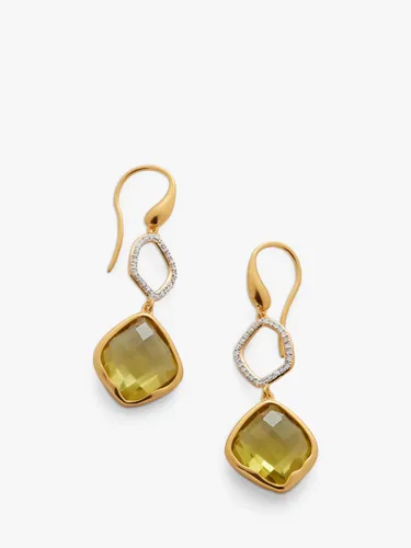 Monica Vinader Diamond and Lemon Quartz Cocktail Drop Earrings, Gold - Gold - Female