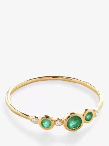 Monica Vinader Emerald & Diamond Cluster Ring, Gold - Gold - Female - Size: Q