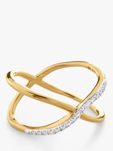 Monica Vinader Kiss Diamond Cross Over Ring, Gold - Gold - Female - Size: O