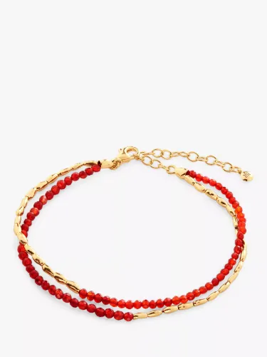 Monica Vinader Mini Nugget Gemstone Beaded Bracelet - Red Onyx/Gold - Female