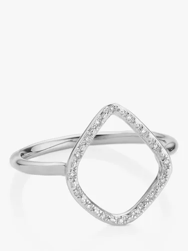 Monica Vinader Riva Diamond Hoop Ring, Silver - Silver - Female - Size: L