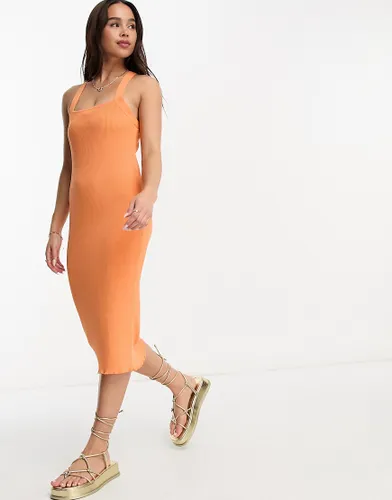 Monki knitted strappy maxi dress in orange