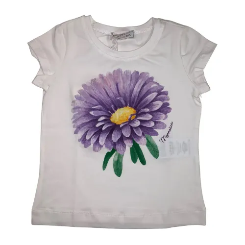 Monnalisa , Bright flower t-shirt ,White female, Sizes: