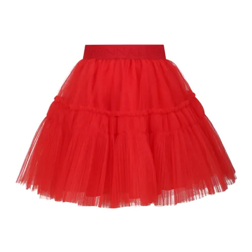 Monnalisa , Elegant Red Pleated Tulle Skirt ,Red unisex, Sizes: