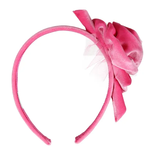 Monnalisa , Fuchsia Velvet Rose Hairband ,Pink female, Sizes: ONE