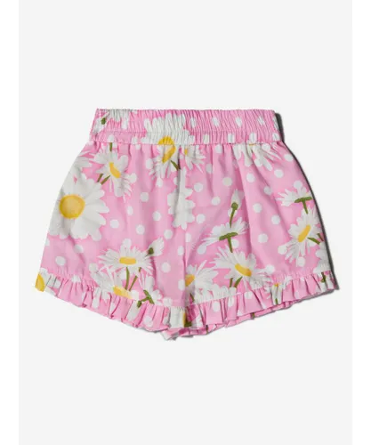 Monnalisa Girls Cotton Poplin Daisy Shorts - Pink