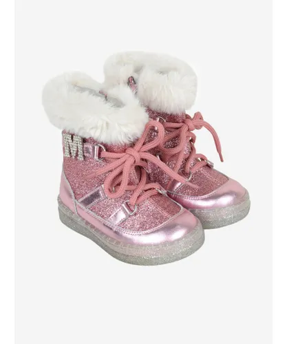 Monnalisa Girls Glitter Snow Boots - Pink